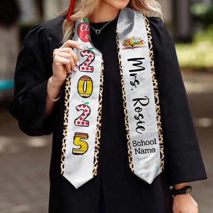 Custom Teacher Graduation Stole Class Of 2025, Teacher Stole 2025,Teacher Stole, Pencil Stole Graduation For Teachers, Sash For Teacher