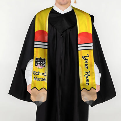 Custom Teacher Graduation Stole Class Of 2025, Teacher Stole 2025,Teacher Stole, Pencil Stole Graduation For Teachers, Sash For Teacher