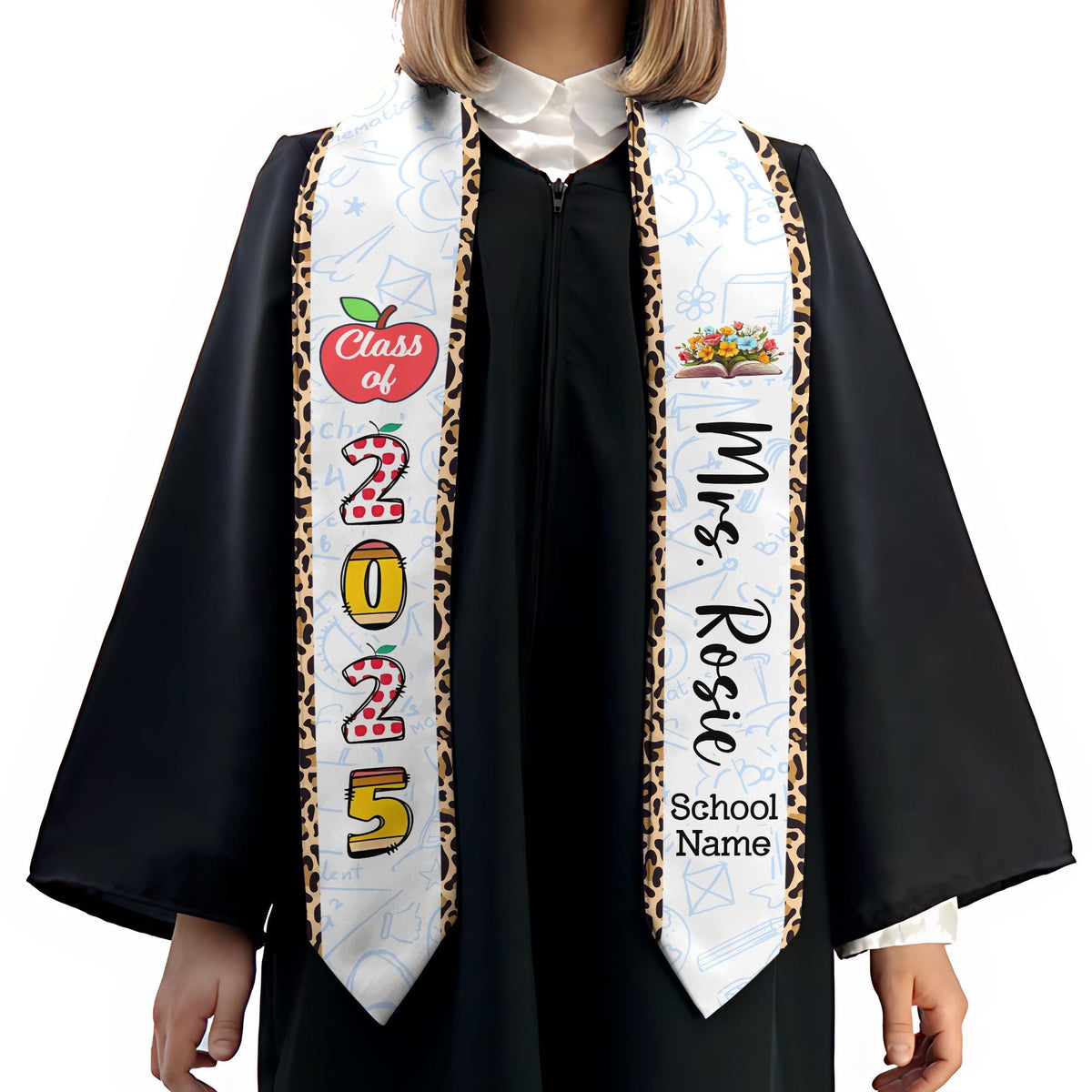 Custom Teacher Graduation Stole Class Of 2025, Teacher Stole 2025,Teacher Stole, Pencil Stole Graduation For Teachers, Sash For Teacher
