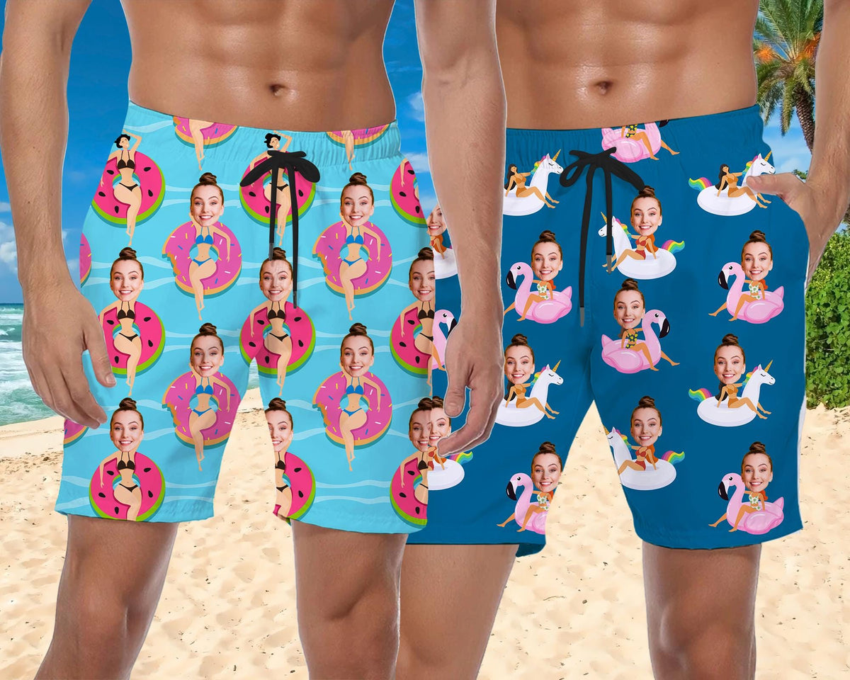 Custom Men Swimsuit,Custom Swim Trunks,Men Bathing Suit,Personalized Face Swimwear,Face on Beach Shorts,Swim Trunks Photo,Father's Day Gifts