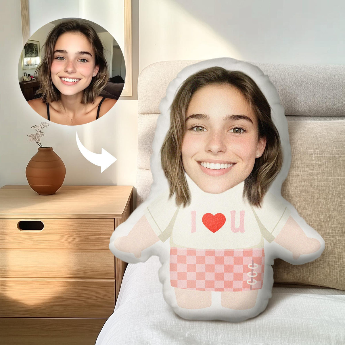 Personalized Photo Humanoid Cushion,Face Pillow,Custom Shaped Pillow,Couple Toys Dolls,Birthday Gift For Him & Her,Boyfriend Gift
