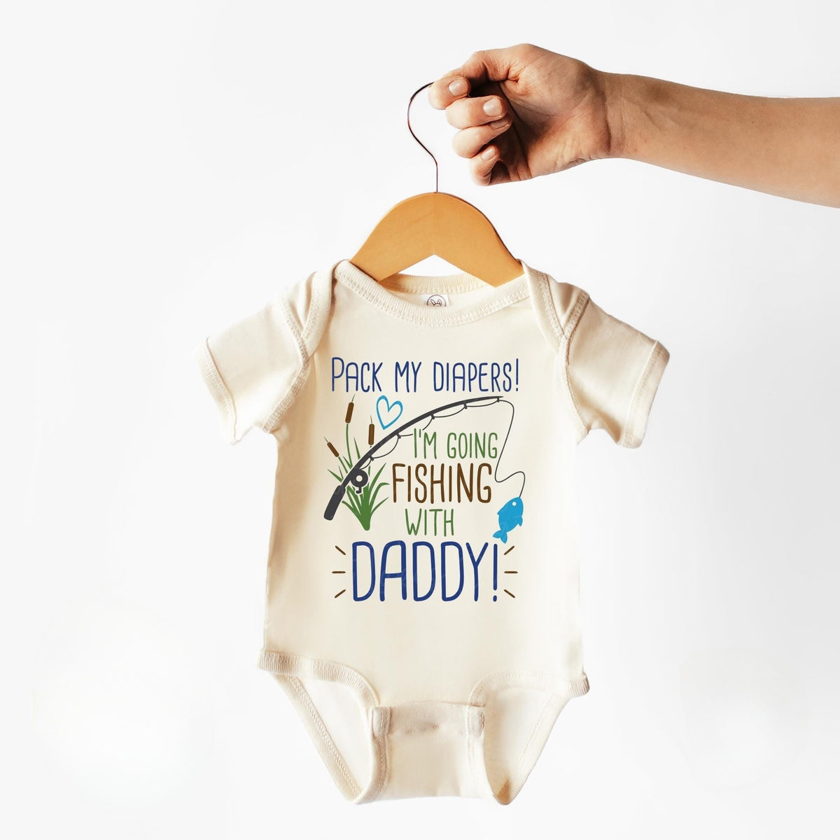 Pack My Diapers I Am Going Fishing Bodysuit , Cute and Funny Baby Bodysuit, Baby Shower Gift, Fishing Baby