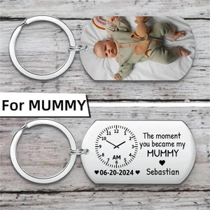Personalized Baby Photo Keychain, The Moment You Became My Dad/Mommy Keychain, New Born Keychain,Gifts for Dad, Mother's Day Gift