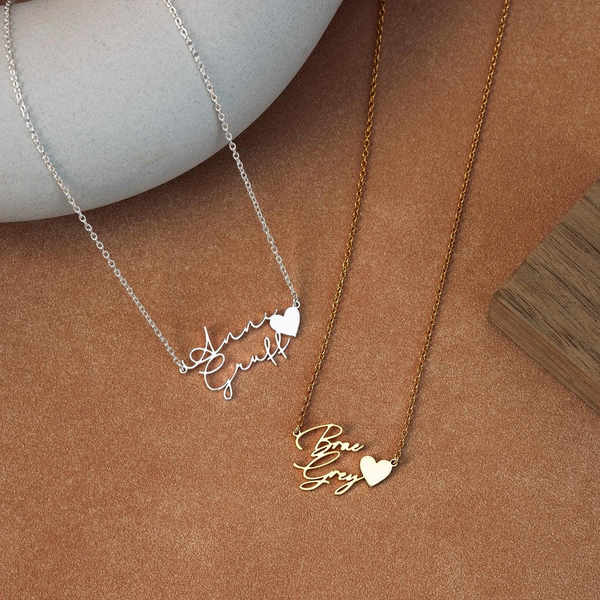 Custom Two Name Necklace with Heart, Double Name Necklace, Kids Name Necklace, Personalized Gift for Mom, New Baby Gift, Best Friend Gift