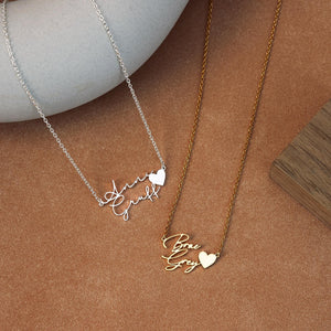 Custom Two Name Necklace with Heart, Double Name Necklace, Kids Name Necklace, Personalized Gift for Mom, New Baby Gift, Best Friend Gift