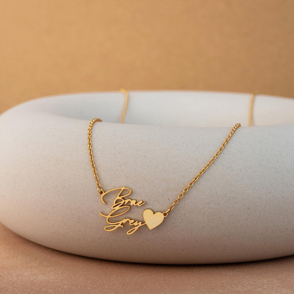 Custom Two Name Necklace with Heart, Double Name Necklace, Kids Name Necklace, Personalized Gift for Mom, New Baby Gift, Best Friend Gift