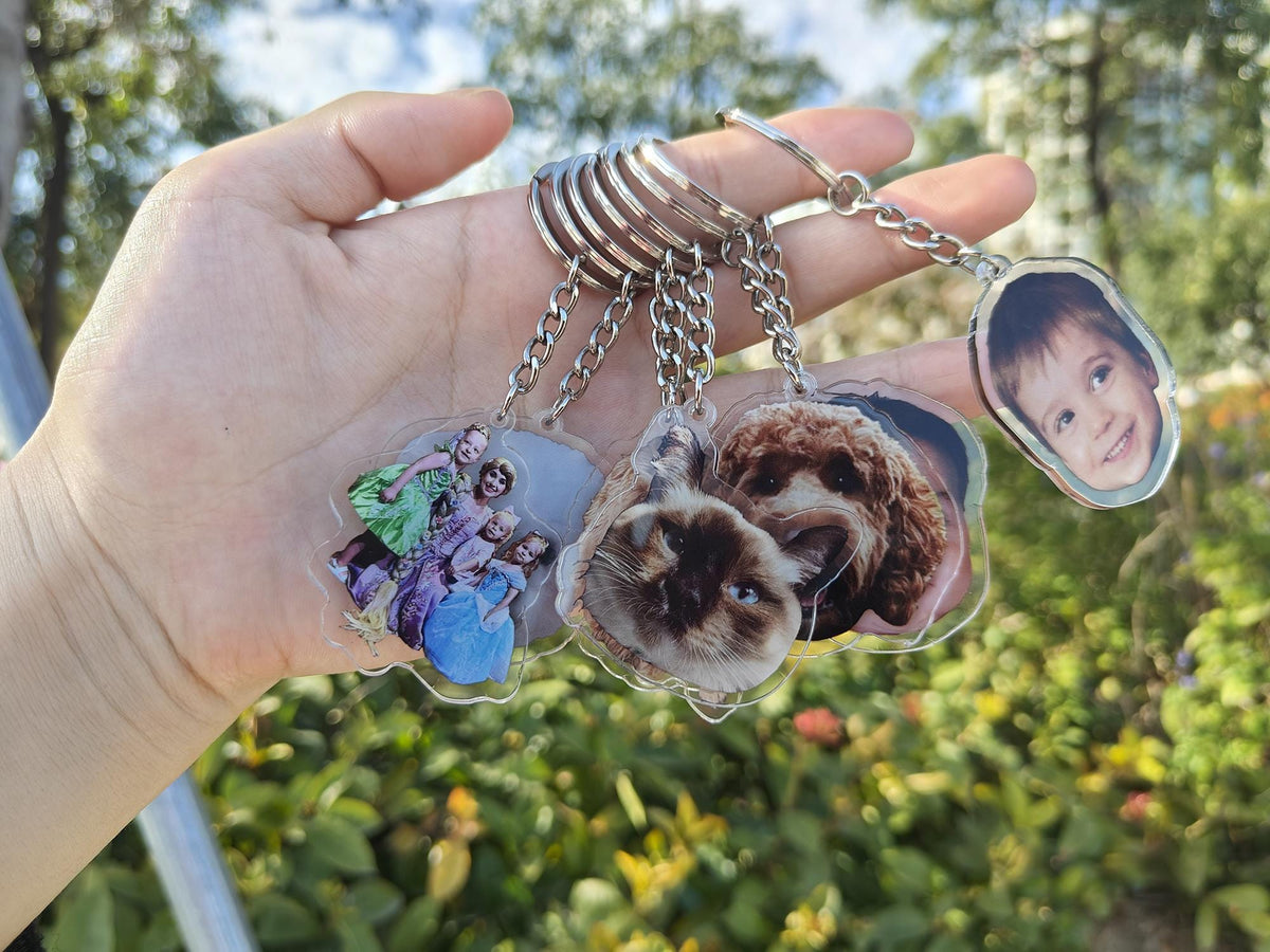 Custom Photo Keychain, Cat Picture Keychain with Picture, Custom Acrylic Charm,Logo Printing Keychain,Keychain,Family Photo Keychain