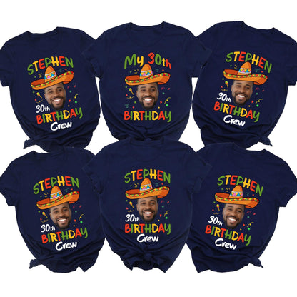 Custom Photo Birthday Gift Shirt, Birthday Party Shirt, Fiesta Birthday Shirt, Fiesta Squad Shirt, Cinco de Mayo Birthday Tee Shirt