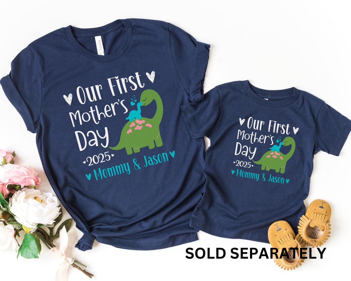 Personalized Our First Mothers Day Shirt, Mommy and me Dinosaur Matching Shirt, New Mom Mothers Day Gift, Mother And Baby First Mothers Day