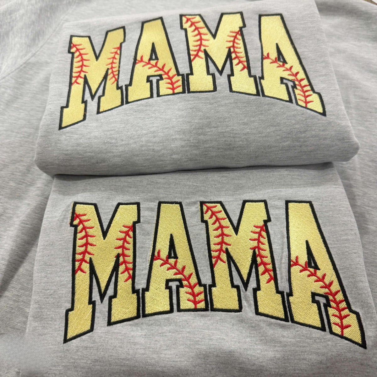 Embroidered Softball Mama Side Bow Sweatshirt, Mother's Day Shirt, Gift For Softball Lover Mom, Softball Season Shirt, Softball Mom Shirt
