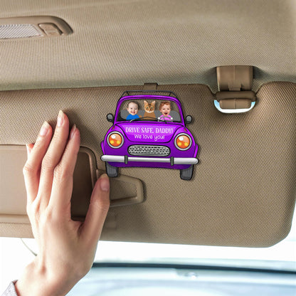 Custom Face Baby Visor Clip, Custom Photo Drive Safe Daddy Car Hanger, Personalized Photo Wooden Car Visor Clip, Fathers Day Gift For Dad