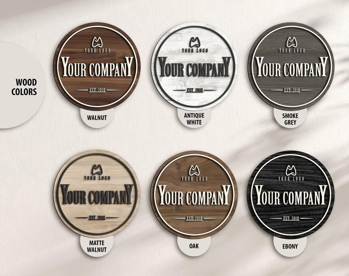 Personalized Wooden Logo Sign, Wooden Round Sign, Custom Wood Office Sign, Business Commerical Signage, Shop Logo Sign, Laser Cut Logo Sign