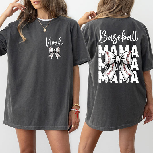 Personalized Baseball Mama Shirt, Baseball Mom Shirt, Coquette Baseball Tee, Custom Baseball Mom Shirt , Mothers Day Gift