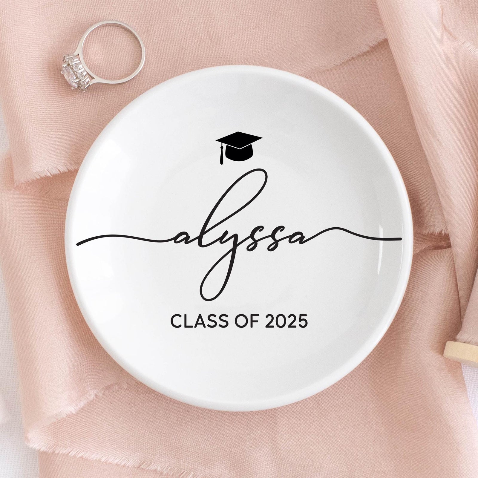 Personalized Graduation Gift, Custom Jewelry Dish, Class of 2025 College Graduation Gift for Her, Masters Degree Gifts, PHD Graduation Gifts