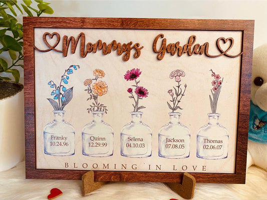 Personalized Birth Month Flowers Mothers Day, Custom Grandma's Garden Wooden Sign, Gift For Mom, Gift For Grandma, Mother's Day 2025 Gift