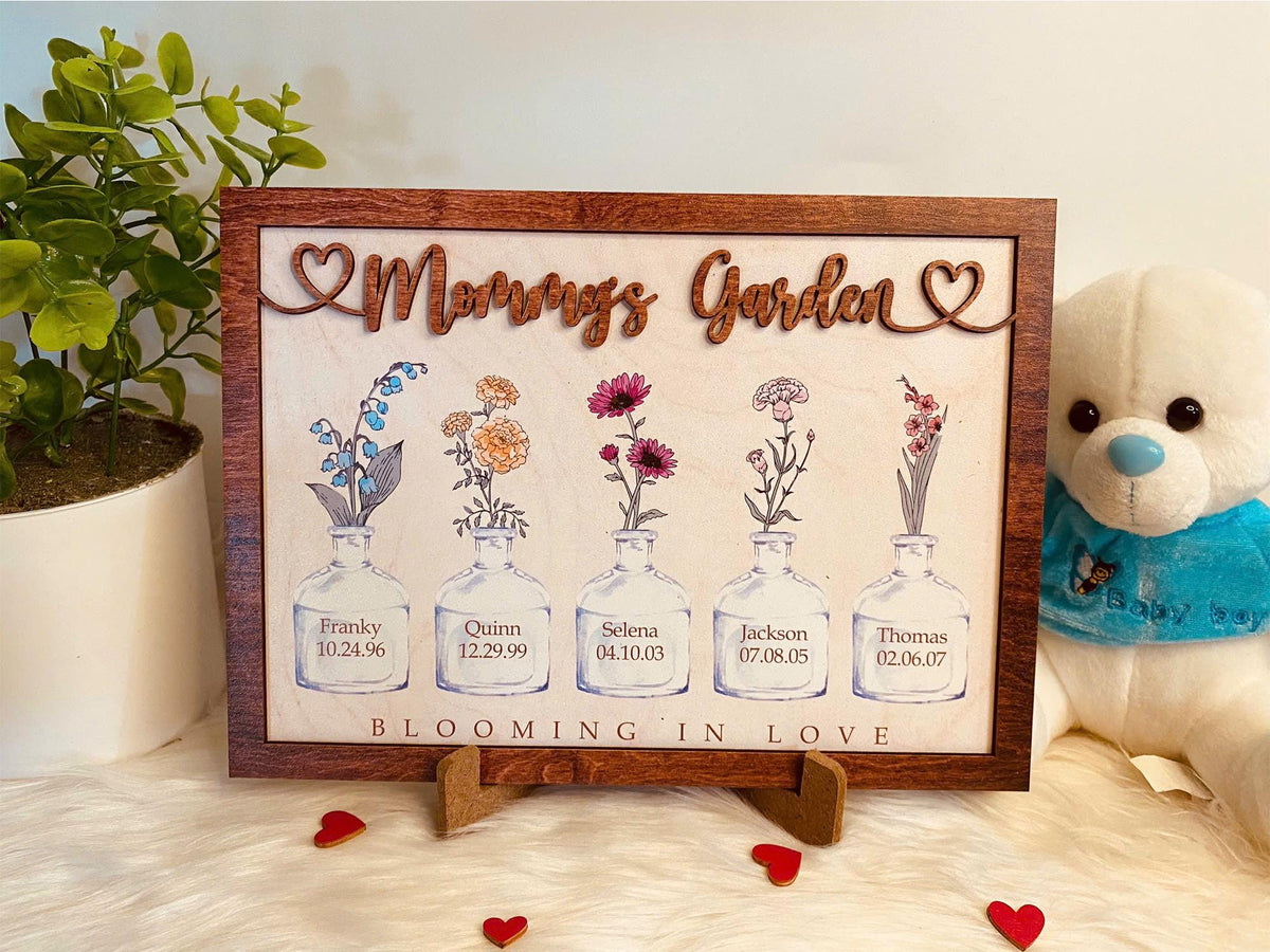 Personalized Birth Month Flowers Mothers Day, Custom Grandma's Garden Wooden Sign, Gift For Mom, Gift For Grandma, Mother's Day 2025 Gift
