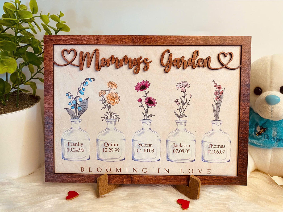 Personalized Birth Month Flowers Mothers Day, Custom Grandma's Garden Wooden Sign, Gift For Mom, Gift For Grandma, Mother's Day 2025 Gift