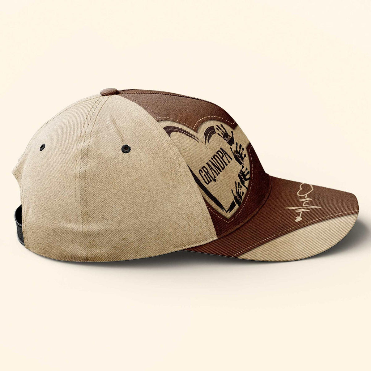 Personalized Grandpa Dad Kids Handprints Classic Cap, Father's Day Gift For Dad, Cap For Grandpa, Hat For Husband, Dad And Kid Name Cap