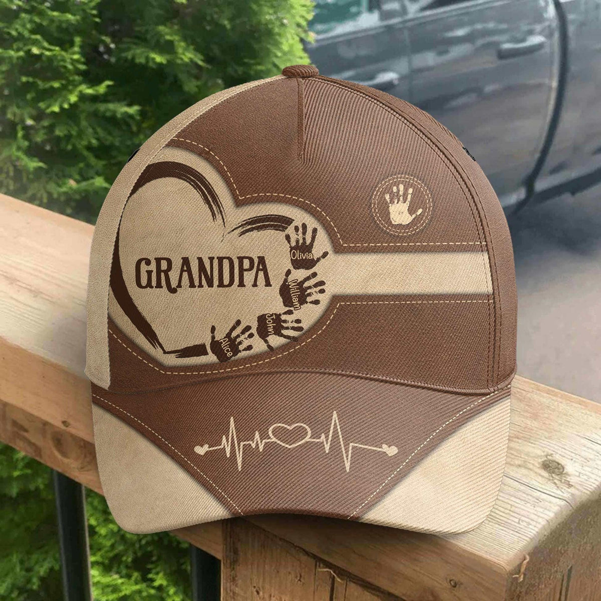 Personalized Grandpa Dad Kids Handprints Classic Cap, Father's Day Gift For Dad, Cap For Grandpa, Hat For Husband, Dad And Kid Name Cap