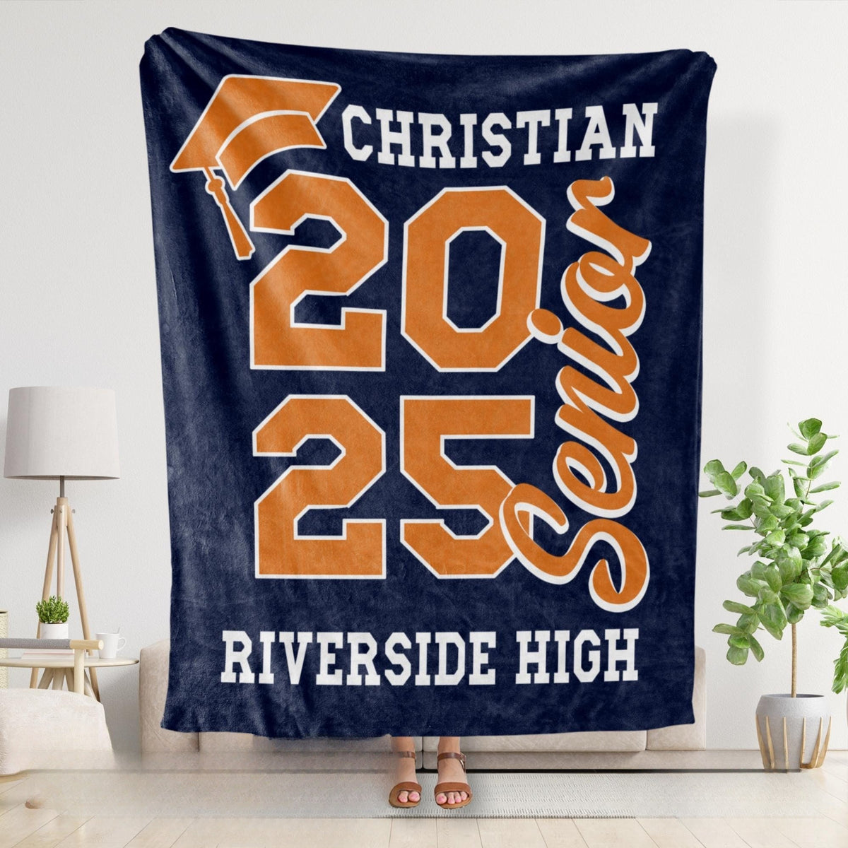 Personalized Graduation Blanket 2025 Senior Year High School College Gift for Him or Her University Name Blanket Graduate Present