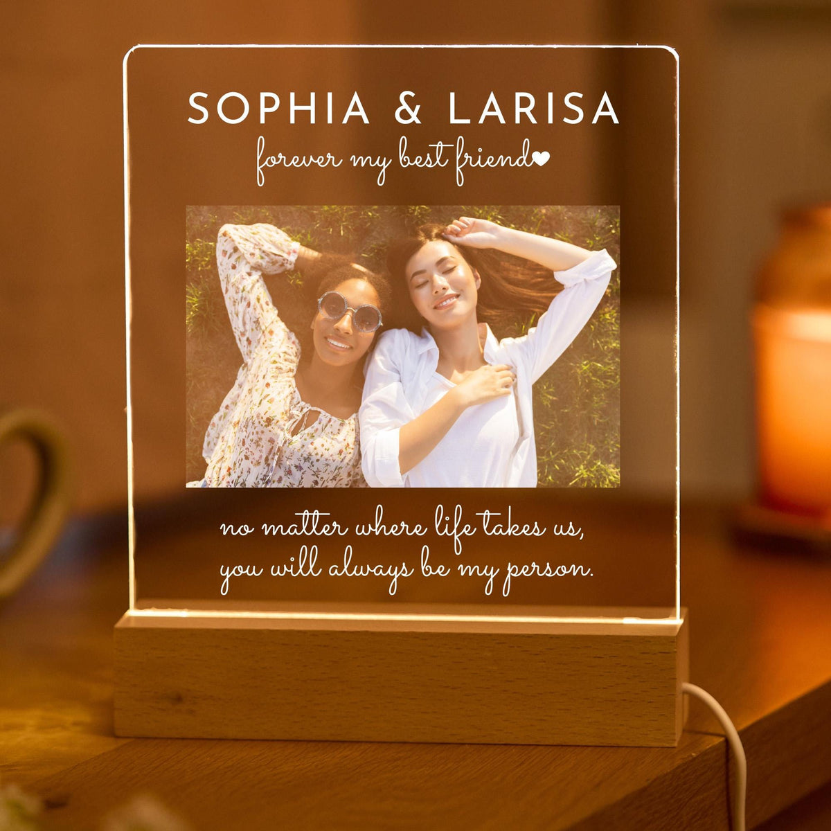 Personalised Best Friend Gift Custom Photo LED Night Light Friendship Birthday Christmas Gift for Bestie Sister Soulmate Room Decor