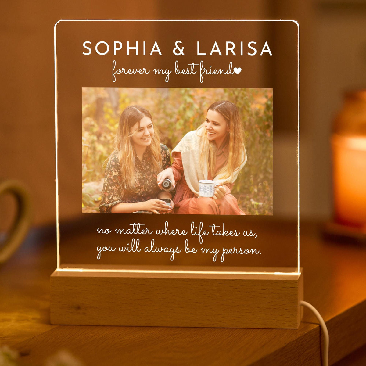 Personalised Best Friend Gift Custom Photo LED Night Light Friendship Birthday Christmas Gift for Bestie Sister Soulmate Room Decor
