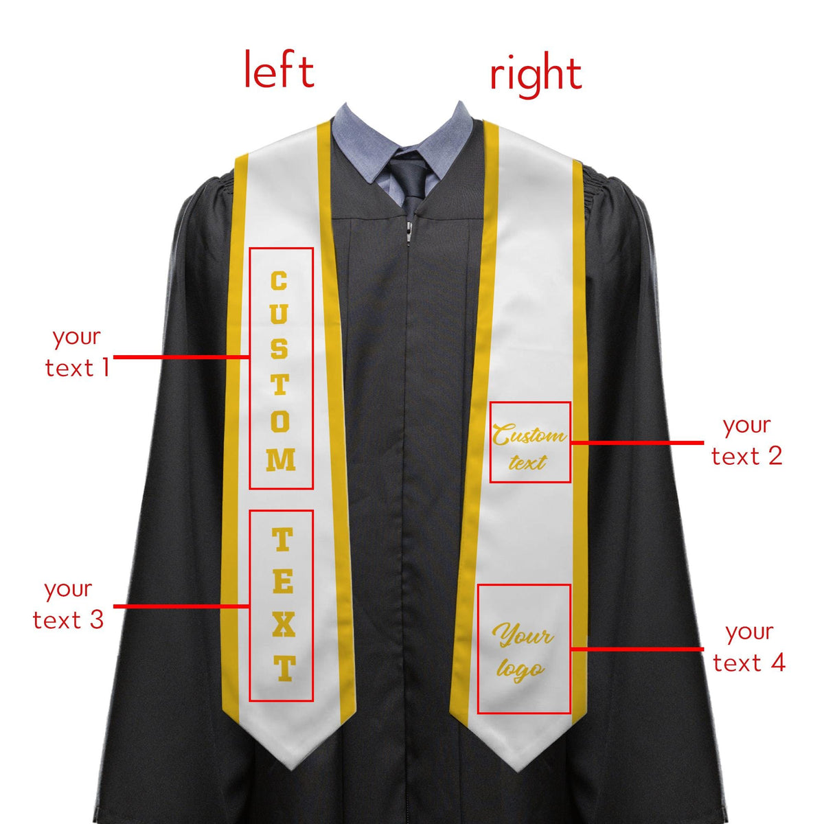 Custom Class of 2025 stoles Graduation, Personalized Logo Text Grad Stole Sash, Customized Gradute Stole with Your Design, Grad Gifts Idea
