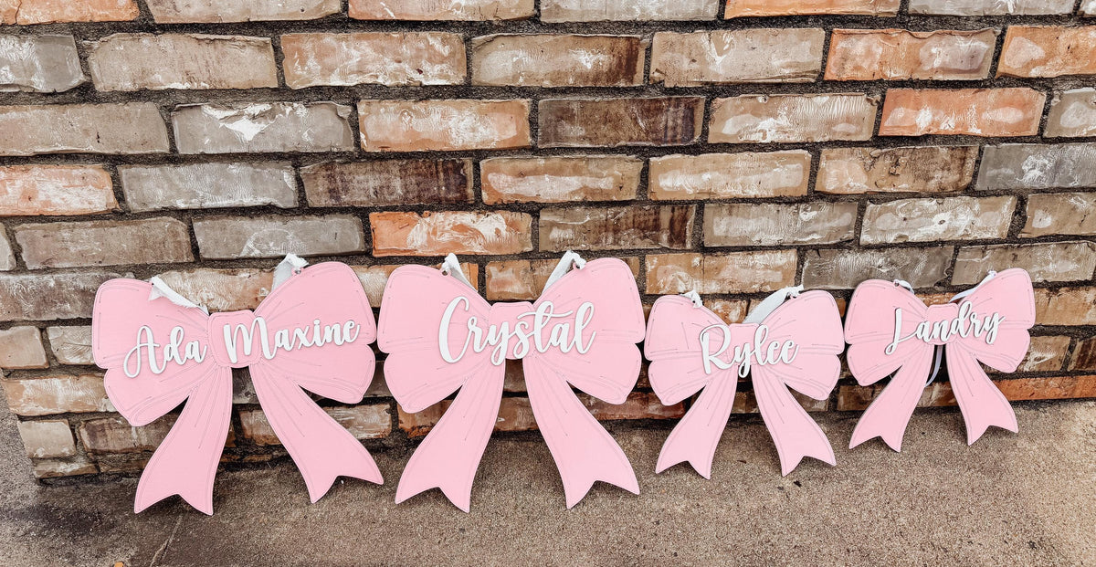 Personalized Wooden Bow Name Sign| Personalized Nursery & Kid's Door Hanger | Baby Girl Nursery | Baby Shower Gift | Bow Nursery Decor