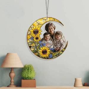 Custom Photo Family Acrylic Window Hanging Ornament, Custom Grandparents& Grandkids Portrait Suncatcher, Gift For Grandma, Nana Gifts, Mom