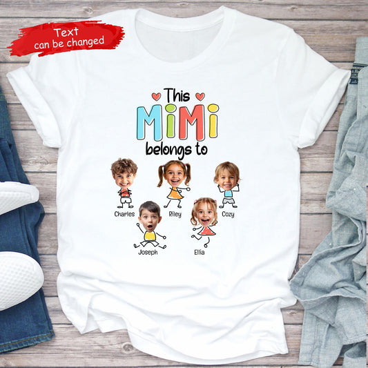 Personalized This Grandma Belongs To Drawing Shirt, Custom Photo Face Shirt, Kid Photo Shirt Gift For Grandma Mom