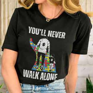 Autism Dad Support Alone Puzzle You'll Never Walk Alone Shirt, Autism Awareness T-Shirt, Autism Shirt, Autism Dad Puzzle Shirt