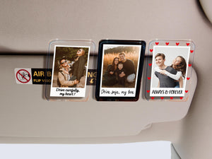 Personalized Sun Visor Picture Clip, Custom Photo Car Visor Clip, Valentine s Day Gift for Boyfriend, Family Portrait Decoration, Drive Safe