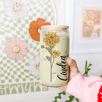 Personalized Iced Coffee Cup, Custom Name Cup, Tumbler Glass with Straw, Bachelorette Gifts, Aesthetic Cups, Party Favors, Cute Fall Cup