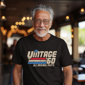 Retro 65th Birthday Gift for Men, Vintage 1960 T-Shirt, 65 Years Old Gift, Classic Eighties Tee, Birthday Present for Him, Dad, Husband G-60