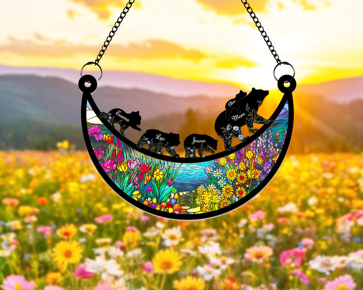Custom Mama Bear Suncatcher, Custom Bear Family Suncatcher, Gift For Mom, Bear Gifts, Mothers Day Gift, Mom Birthday Gift, Window Hanging