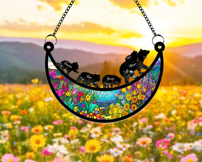 Custom Mama Bear Suncatcher, Custom Bear Family Suncatcher, Gift For Mom, Bear Gifts, Mothers Day Gift, Mom Birthday Gift, Window Hanging
