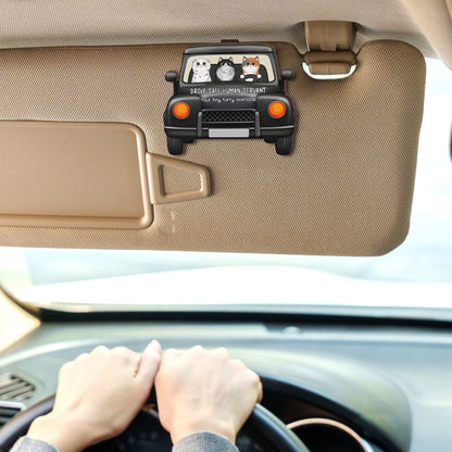 Drive Safe cat Lovers Drive Safe Human Servant Personalized Wooden Car Visor Clip, Pet Lover Gift, Dog Cat LOver, Funny Pet Gift