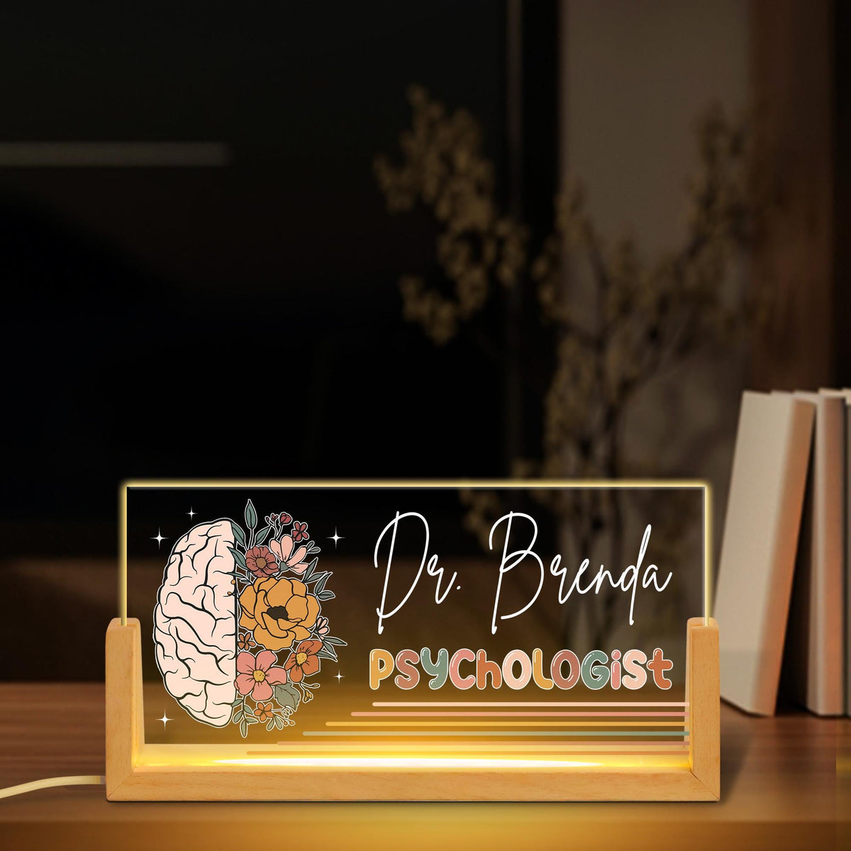 Psychologist Desk Name Plate, Neurologist Desk Sign, Psychology Student Graduation Gift, 3D Brain Desk Decor, Custom Gift for Neurologist