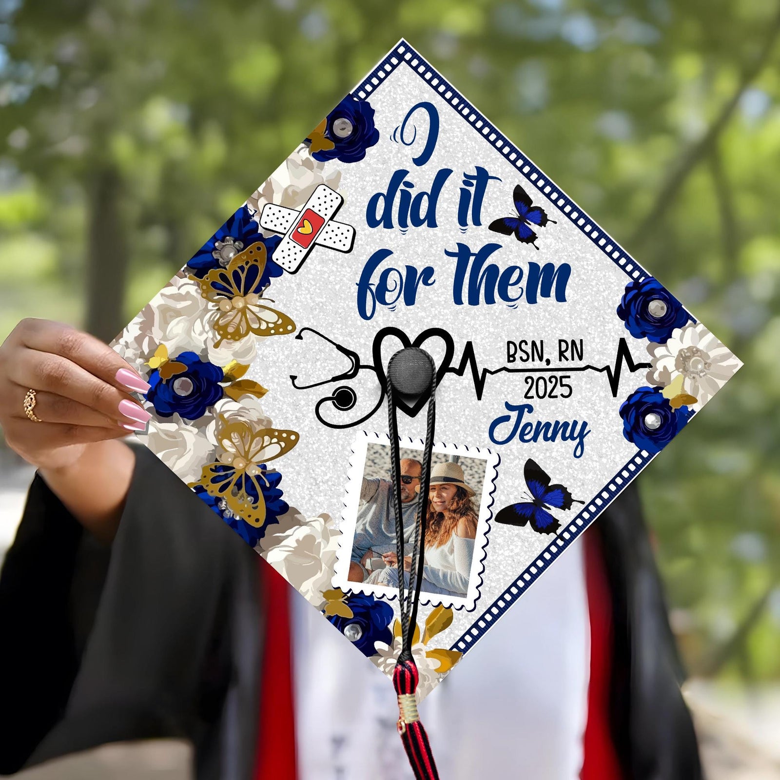 Personalized RN Nursing Grad Cap With Photo, Registered Nurse Graduation Cap Topper To Celebrate Your Big Day, Future Nurse Gifts