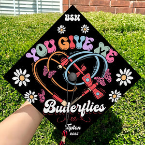 You Give Me Butterflies Grad Cap Topper, Phlebotomist Graduation Cap Topper To Celebrate Your Big Day, Future Nurse Gifts