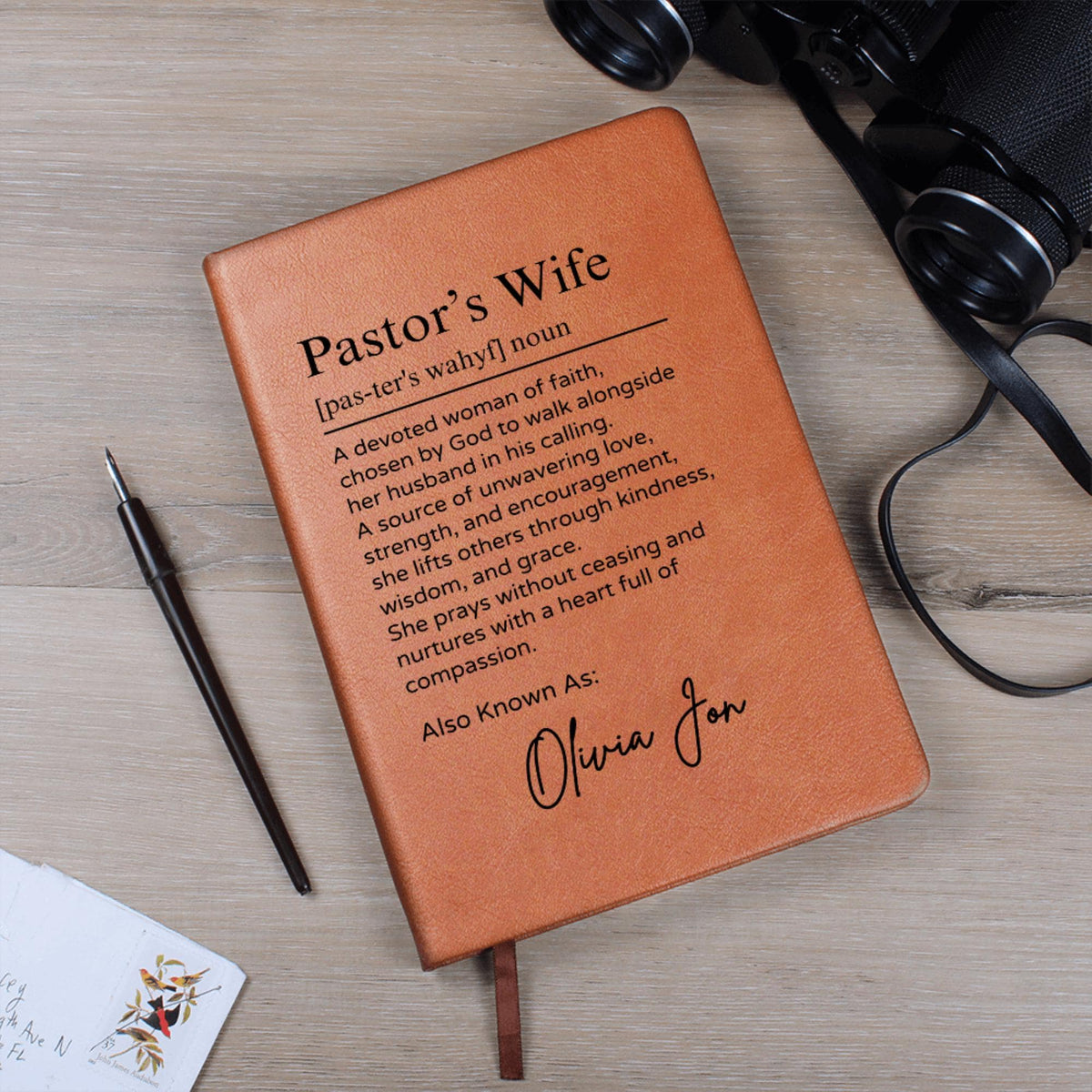 Personalized Pastor's Wife Journal, Custom Pastors Wife Appreciation Gift, Vegan Leather Journal, Church Anniversary,Religious Christian