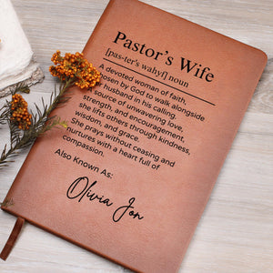 Personalized Pastor's Wife Journal, Custom Pastors Wife Appreciation Gift, Vegan Leather Journal, Church Anniversary,Religious Christian