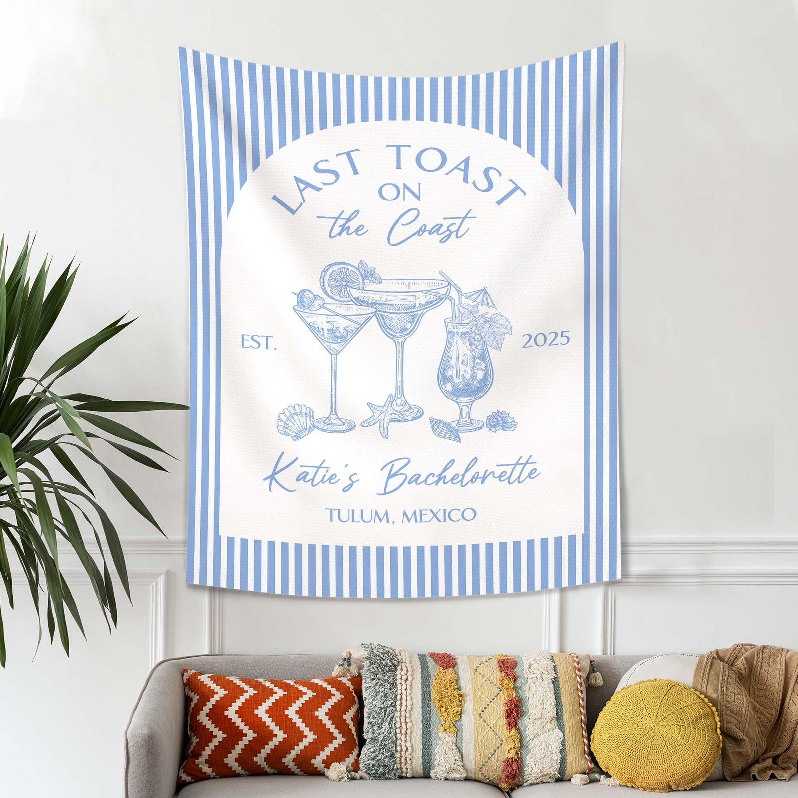 Custom Beach Bachelorette Tapestry, Bachelorette Party Backdrop, Coastal Bachelorette Party Banner, Toast on the Coast Photo Backdrop