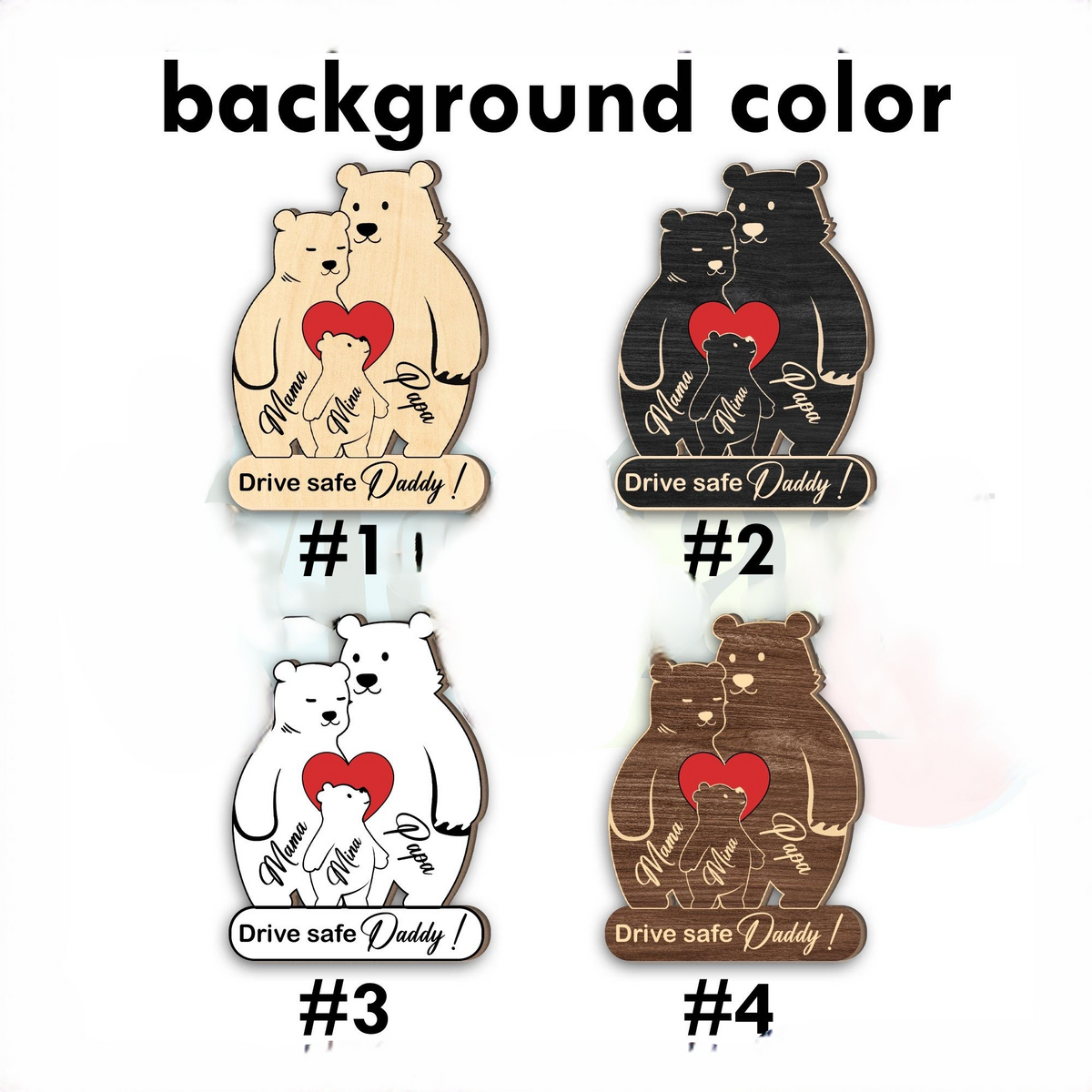 Personalized Wooden Bear Family Puzzle Car Visor Clip, Drive Safe Bear Family Puzzle Car Visor Clip, Family Puzzle Keepsake, Bear Lover Gift