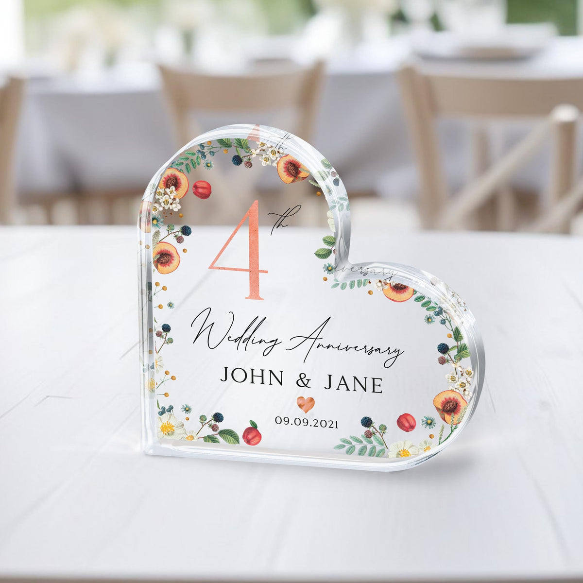 4th Wedding Anniversary Gift, Fruit and Flowers Anniversary Gift, Wedding Anniversary Keepsake, Wedding Anniversary Gift for Husband Wife