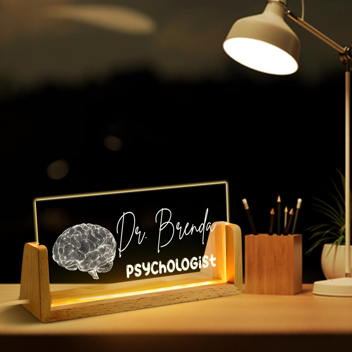 Psychologist Desk Name Plate, Neurologist Desk Sign, Psychology Student Graduation Gift, 3D Brain Desk Decor, Custom Gift for Neurologist