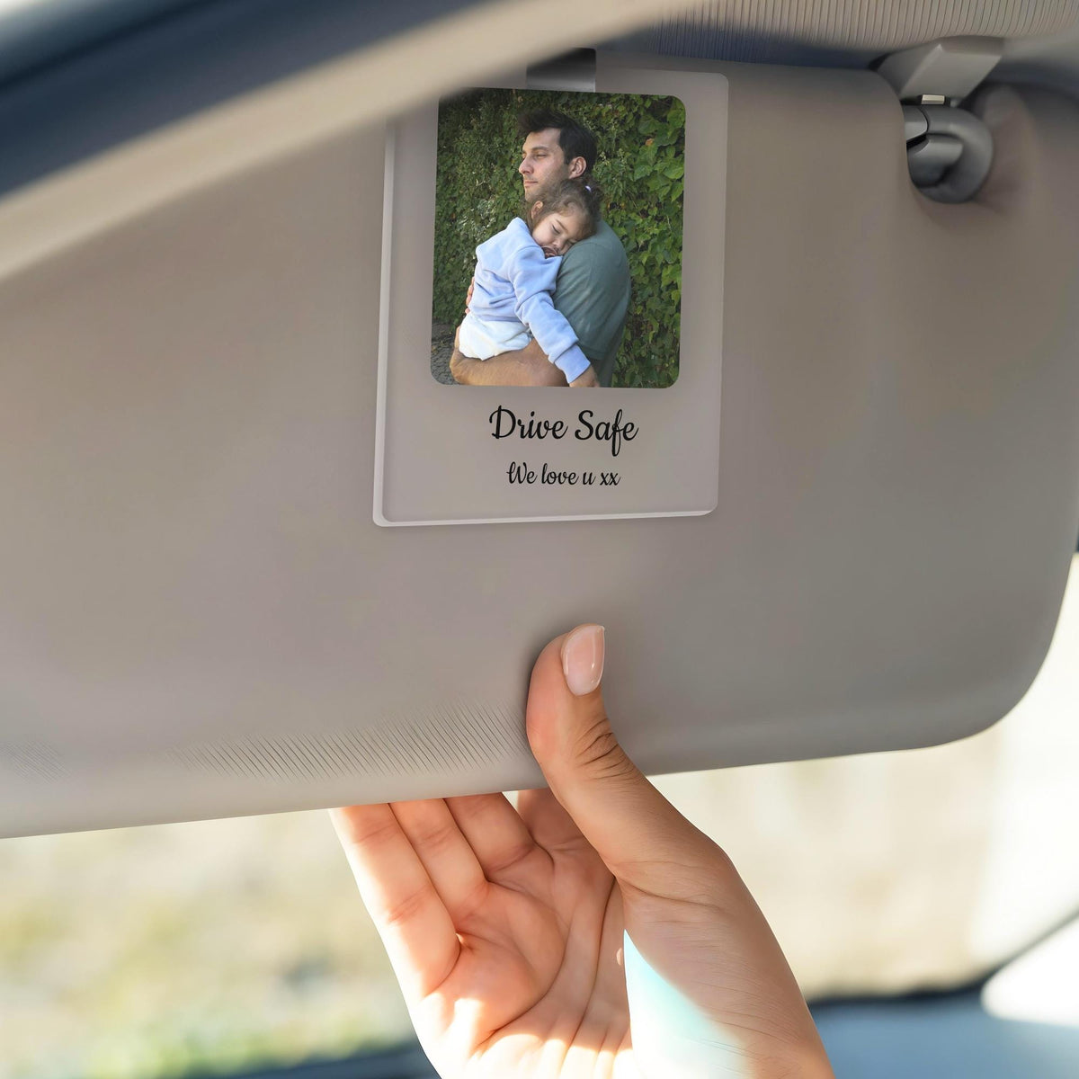 Personalized Car Visor Clip with Your Photo and Text - Drive Safe Car Daddy, Decor for Couple Family
