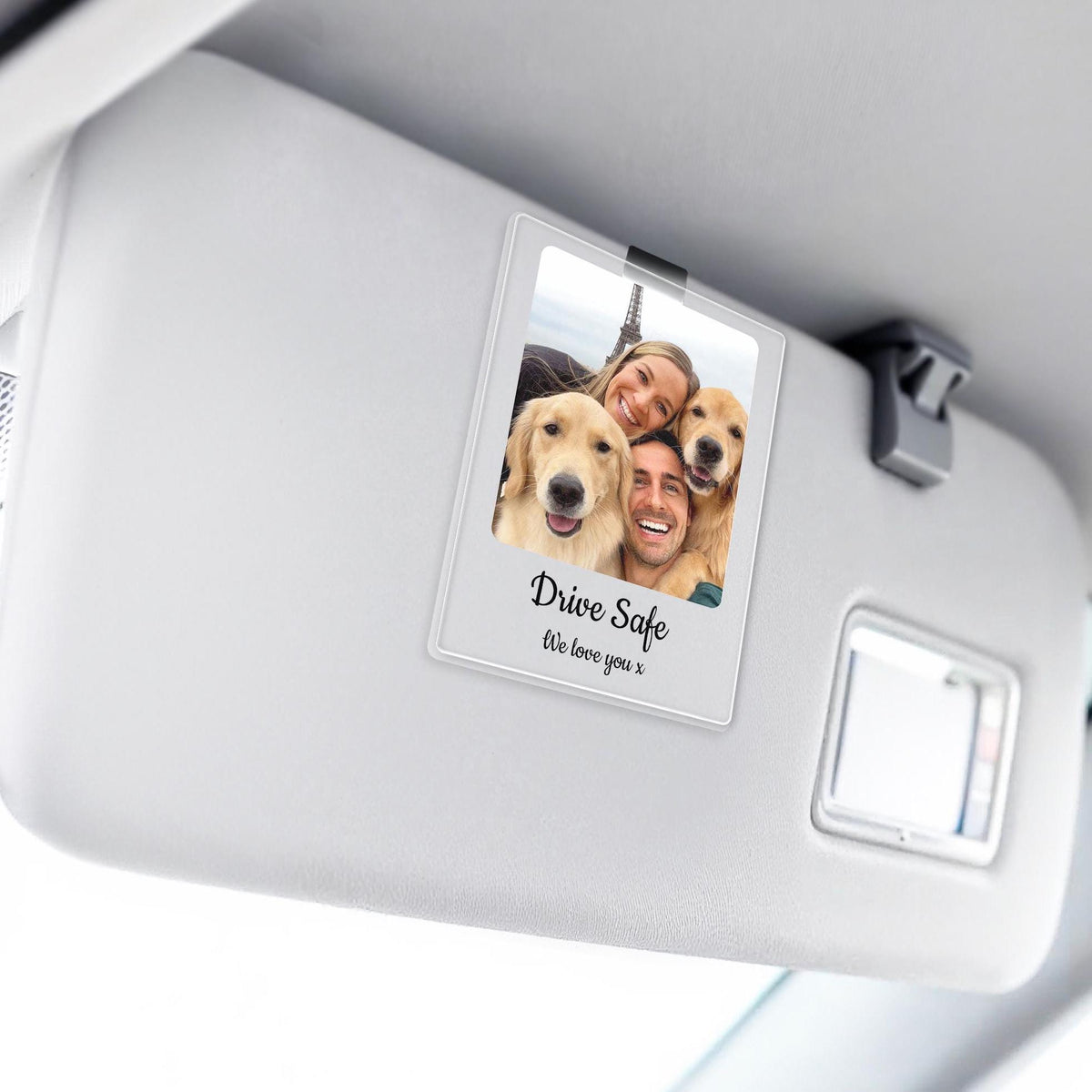 Personalized Car Visor Clip with Your Photo and Text - Drive Safe Car Daddy, Decor for Couple Family