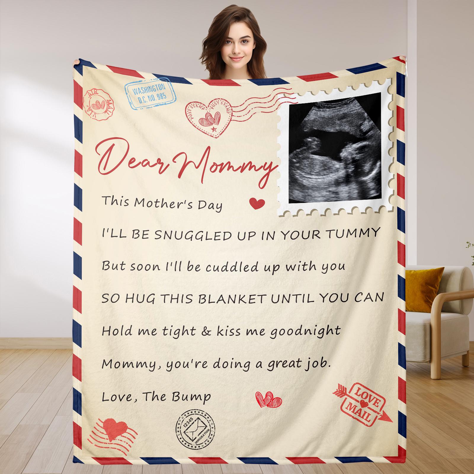 New Mom Blanket from Baby Bump, Mothers Day Gifts, Custom Ultrasound Photo Baby Blanket, First Time Mom, Expecting Mom Gift, Gifts for Wife