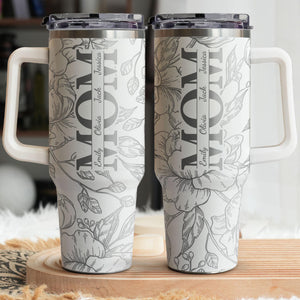 Custom Kids' Names - Personalized 40oz Tumbler, Floral Mom Tumbler, Custom Name Gift, Mother's Day Gift, Gift For Mom Mama Grandma From Kids